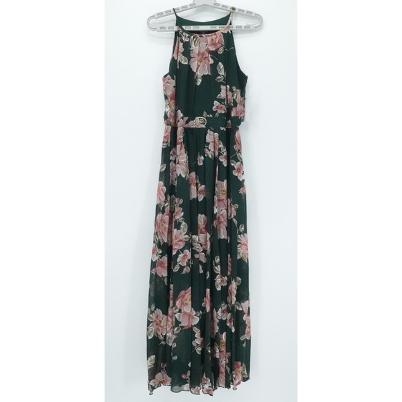 Alexis Bendel Dresses & Skirts - Alexa B Nites Dress Womens 6 Green Floral Maxi Belted Spring‎ Boho Casual